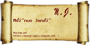 Mónus Jenő névjegykártya